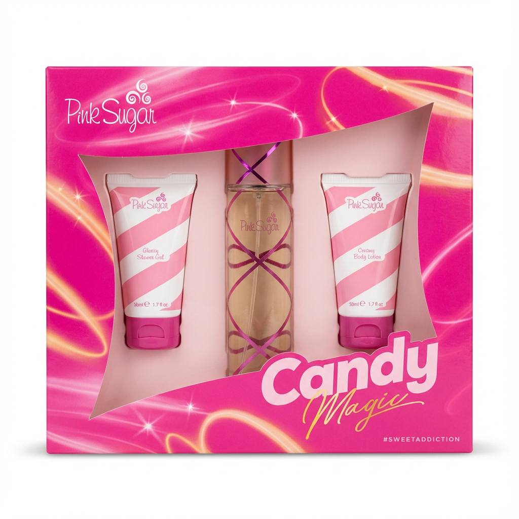 AQUOLINA_SET PINK SUGAR 2 PCS / 3.40 OZ EDT SPRAY / 3.4 OZ SHOWER L