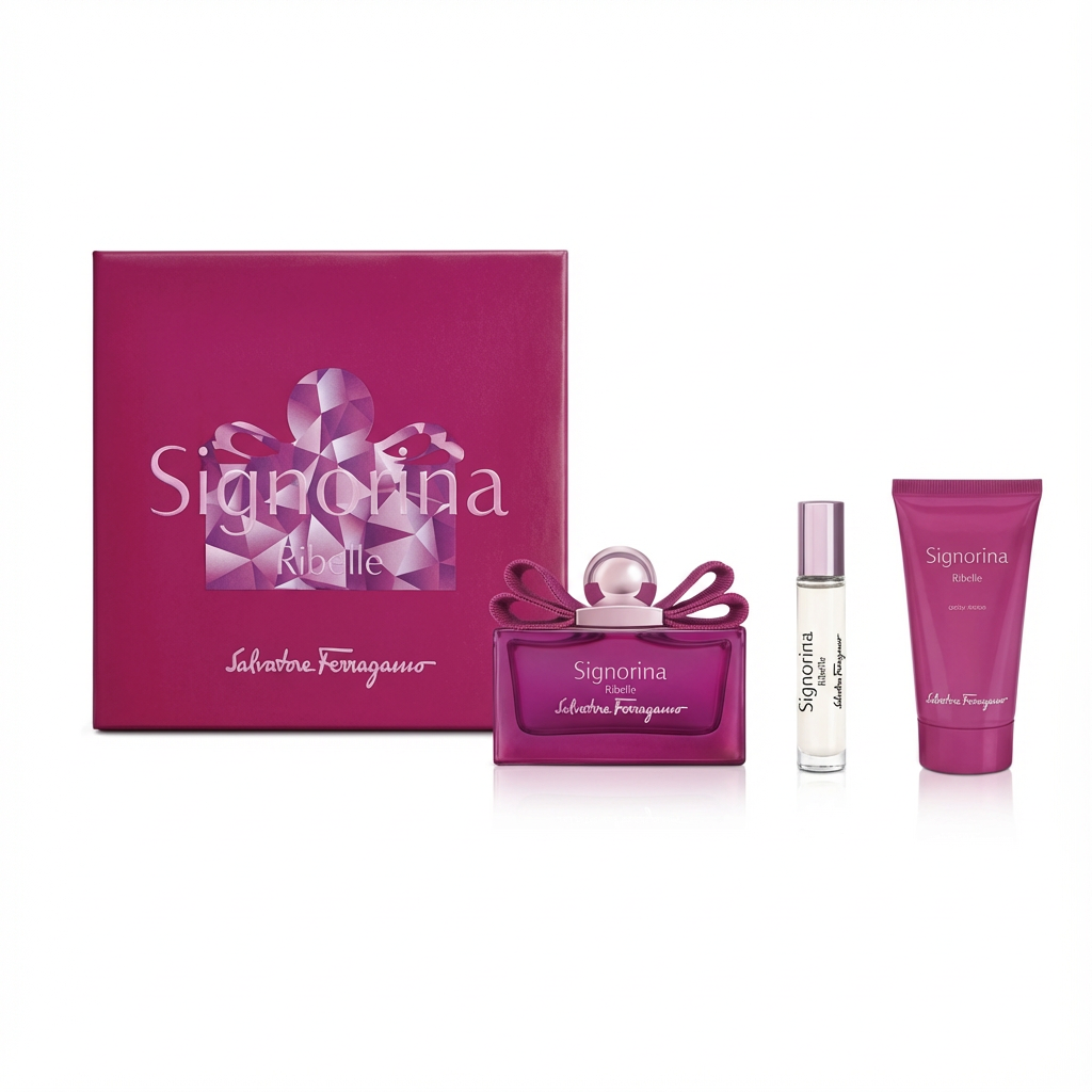 SALVATORE FERRAGAMO_SET FERREGAMO SIGNORINA RIBELLE 3 PCS 3.4 EDP L + 1.7 B/L + MINI