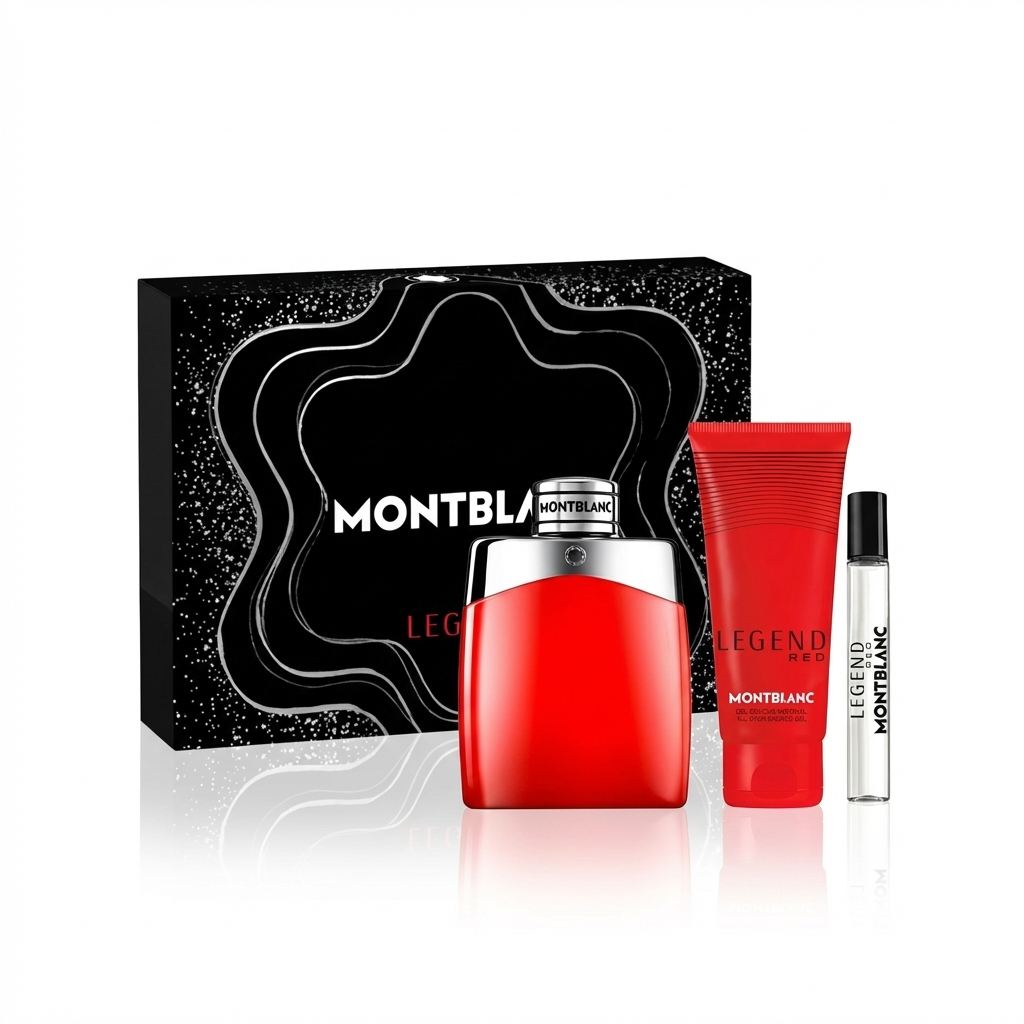 MONT BLANC_SET LEGEND RED 4 PCS 3.3 EDT + 2 TRAVEL 10 ML + OLVER SHOWER M