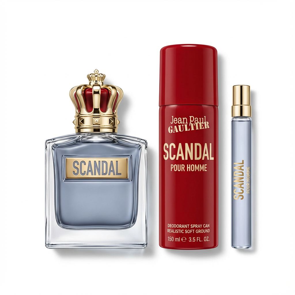 JEAN PAUL GAUTIER_SET SCANDAL + 3 PCS 3.4 EDT + 10 ML TRAVEL 150 ML DESODORANT