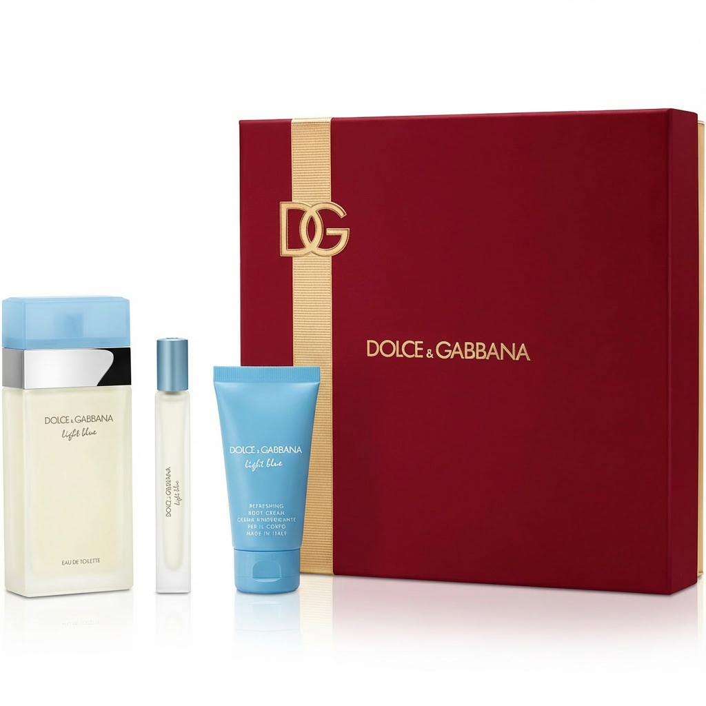 DOLCE & GABBANA_SET LIGHT BLUE 3 PCS 3.3OZ EDT / 0.33 TRAVEL / 1.7 OZ BODY CREAM L