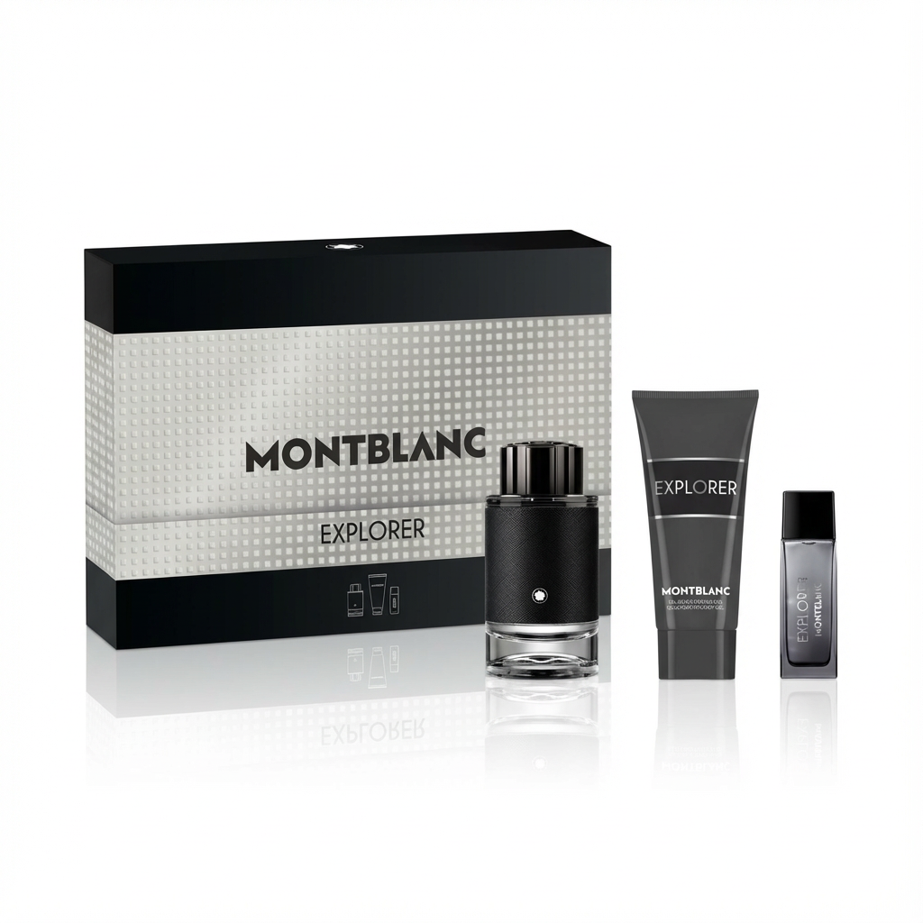 MONT BLANC_EXPLORER POUR HOMME SET 3 PIEZAS 100ML EAU DE PARFUM GEL DE BANO TRAVEL 15 ML