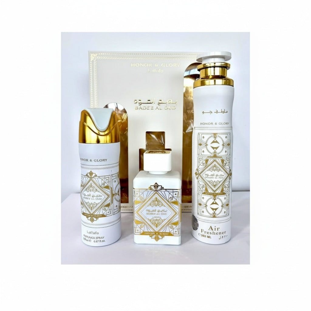LATTAFA_LATTAFA BADEE AL OUD HONOR & GLORY 3.4 EDP M+ 6.8 DEO SPRAY+ 10.0 AIR FRESHENER (131246) - Emirates