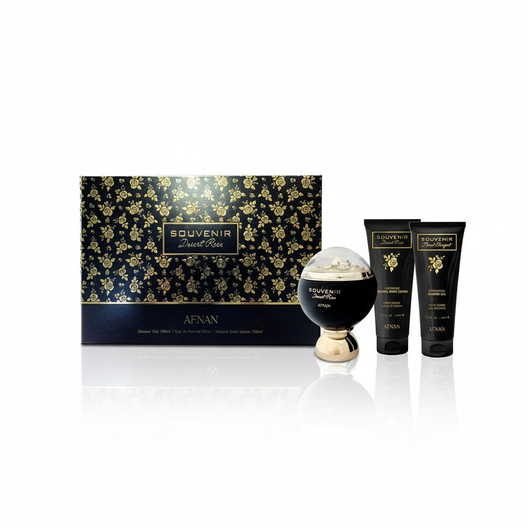 AFNAN_AFNAN SOUVENIR DESERT ROSE 3.4 EDP L + 3.4 BL+ 3.4 SG (124203) - Emirates