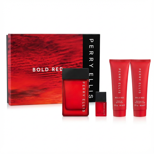 PERRY ELLIS_SET BOLD RED 4 PCS 3.4 EDT + 90ML SHOWER GEL + 90ML AFTER SHAVE + 0.25 FL TRAVEL M