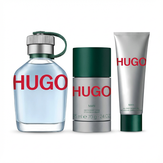 HUGO BOSS_SET HUGO MAN GREEN 3 PCS 4.2 EDT / 75 ML DEODORANT STICK / 50 ML SHOWER GEL  M  