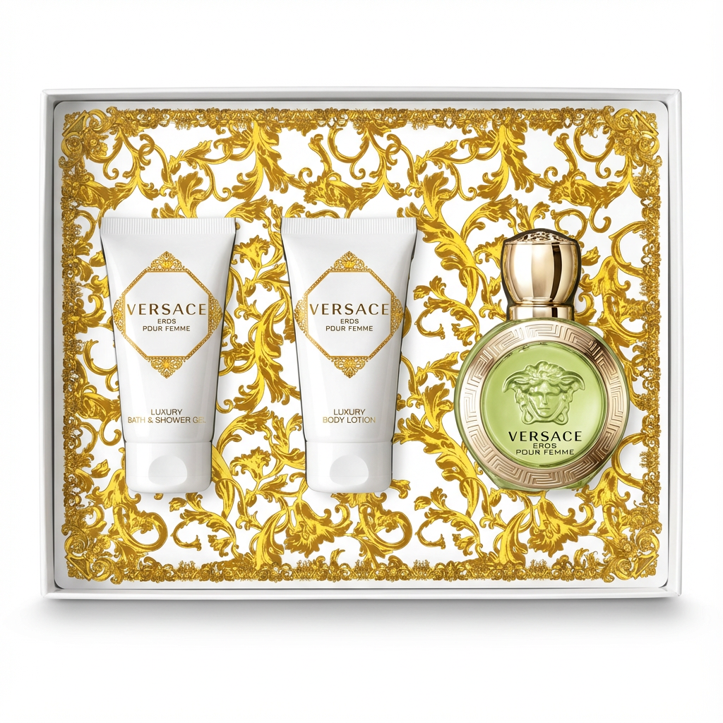 VERSACE_SET EROS 3 PCS 100ML EDP + 5 ML EDP + BODY LOTION + SHOWER GEL L