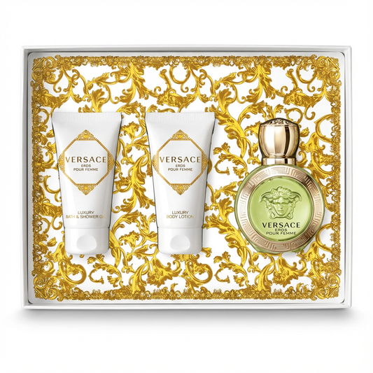 VERSACE_SET EROS 3 PCS 100ML EDP + 5 ML EDP + BODY LOTION + SHOWER GEL L