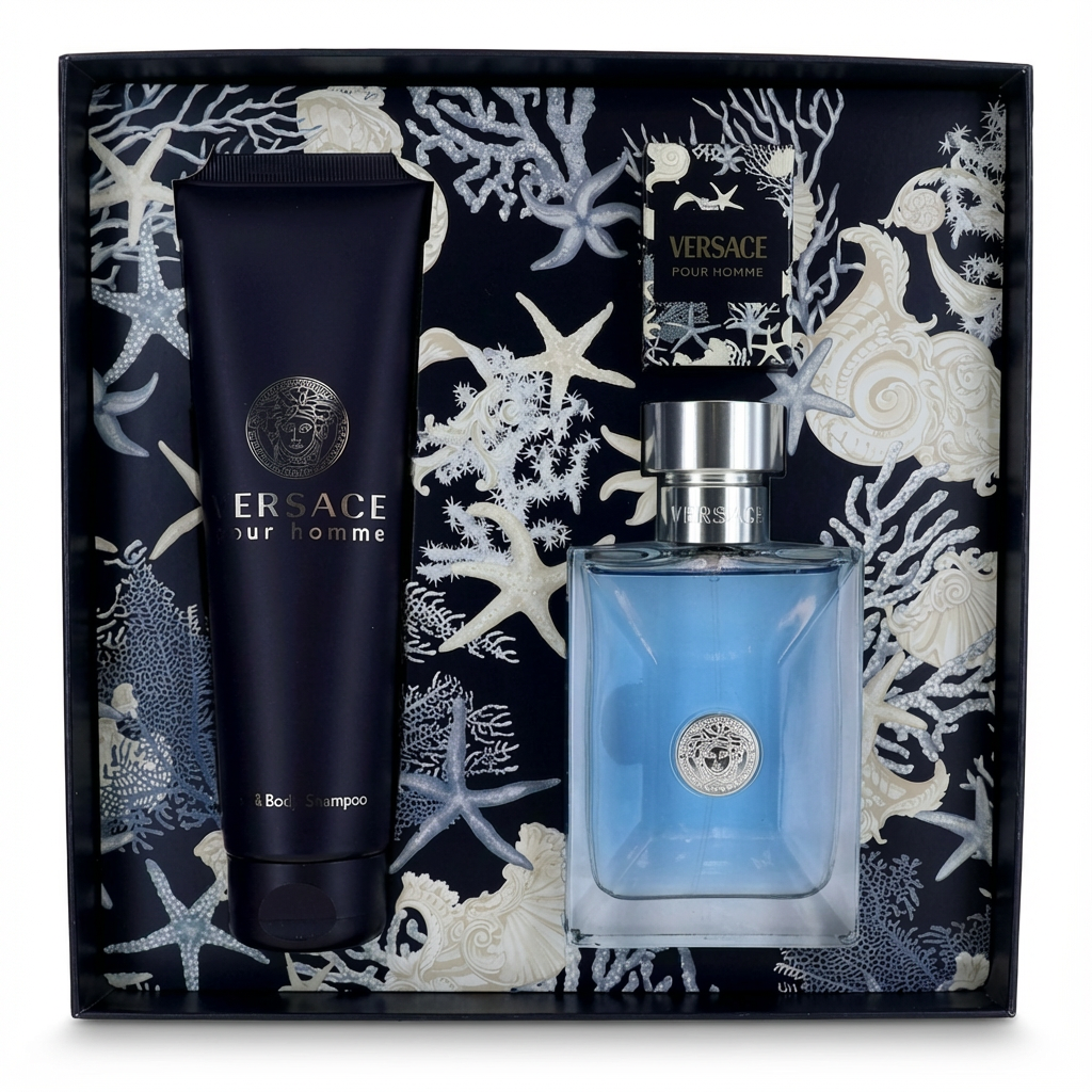 VERSACE_SET POUR HOMME 3 PCS 3.4 EDT + 5 ML TRAVEL + 150 ML BODY SHAMPOO M
