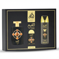 LATTAFA_SET PRIDE AL QIAM GOLD 4 PCS 3.4 EDP + TRAVEL 20 ML + PORT + PERFUMED SPRAY U