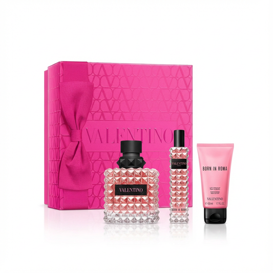 VALENTINO_VALENTINO DONNA SET BORN IN ROMA 3 PCS 3.4 EDP + 15ML TRAVEL + BODY LOTION L