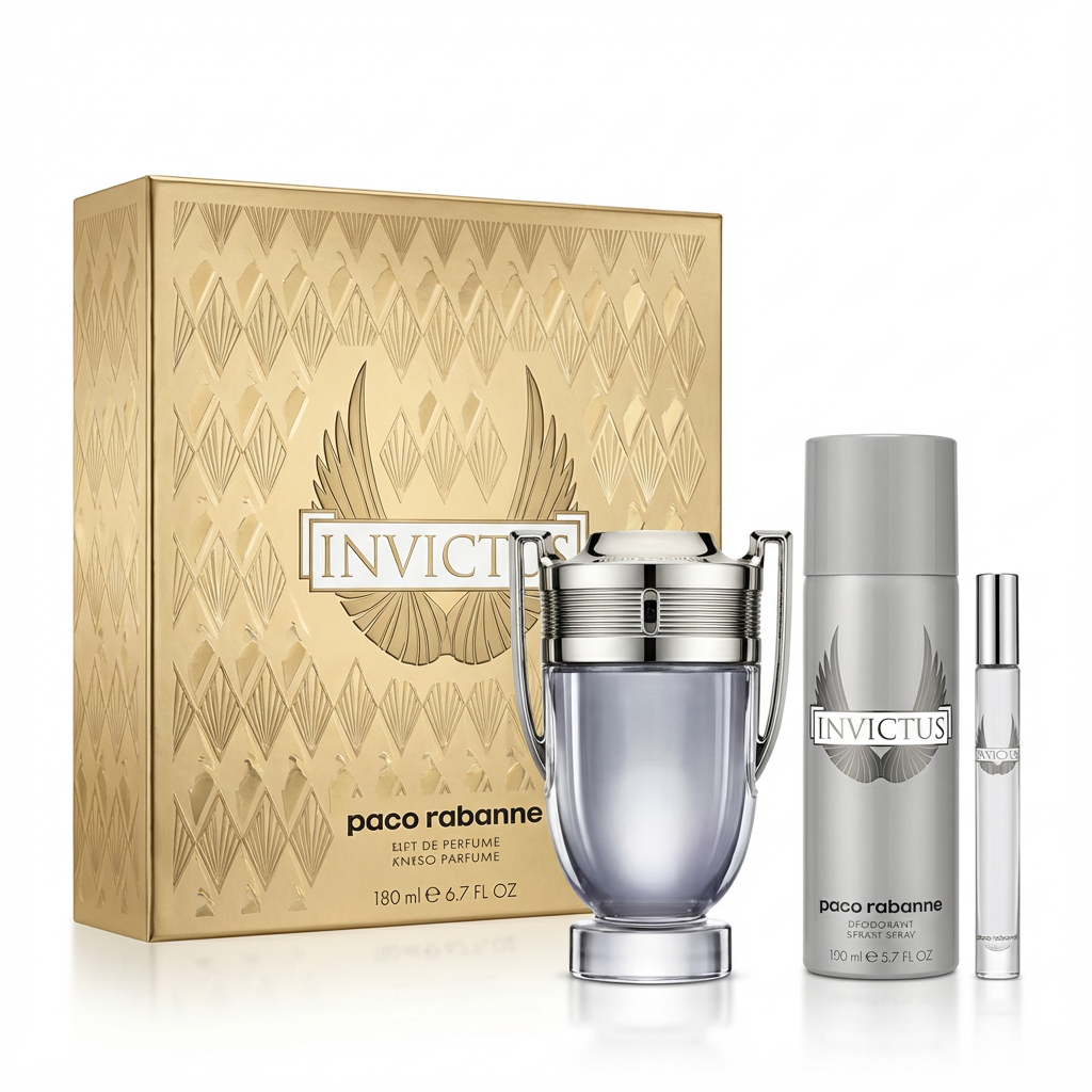 PACO RABANNE_SET INVICTUS 3 PCS 3.4 EDP + 5.0 DEO + 10MIL TRAVEL M