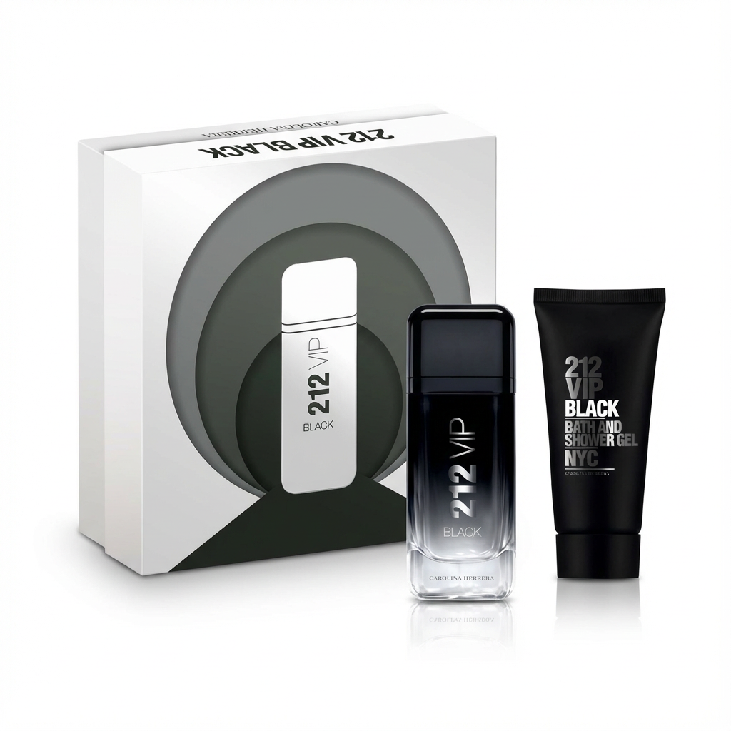 CAROLINA HERRERA_SET 212 VIP BLACK 2 PCS  3.4 EDP+ 100ML BODY LOTION  M