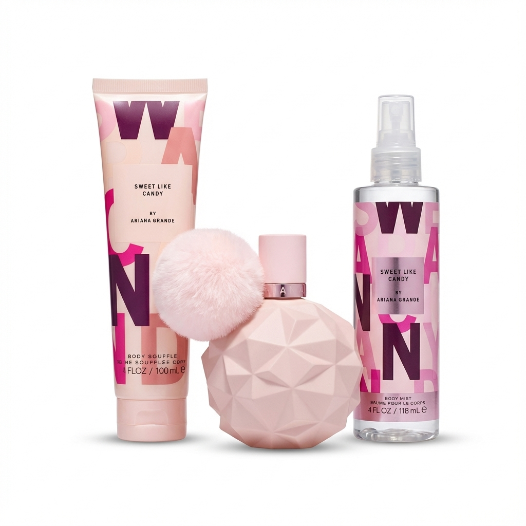 ARIANA GRANDE_SET SWEET LIKE CANDY 3 PCS 3.4 FL EDP+4.0 BODY MIST+3.4 BODY CREAM L