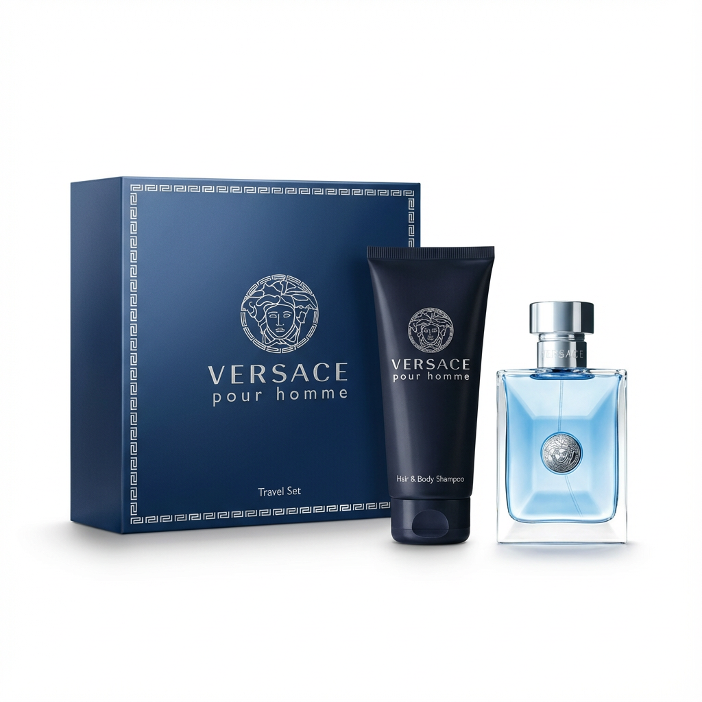 VERSACE_SET POUR HOMME 3.4 EDT + 5 ML TRAVEL + 150 ML HAIR BODY SHAMPOO M