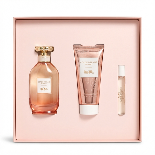 COACH_SET DREAMS SUNSET3 PCS 3.0 EDP +  BODY LOTION 100ML + TRAVEL 7.5 ML L