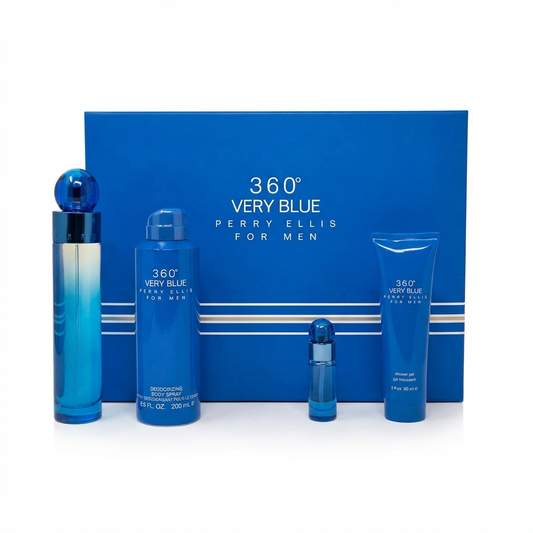 PERRY ELLIS_SET 360 VERY BLUE 4 PCS 3.4 EDT + 6.0 DESODORANTE + 3.0 SHOWER GEL + 0.25 MINI SPRAY M