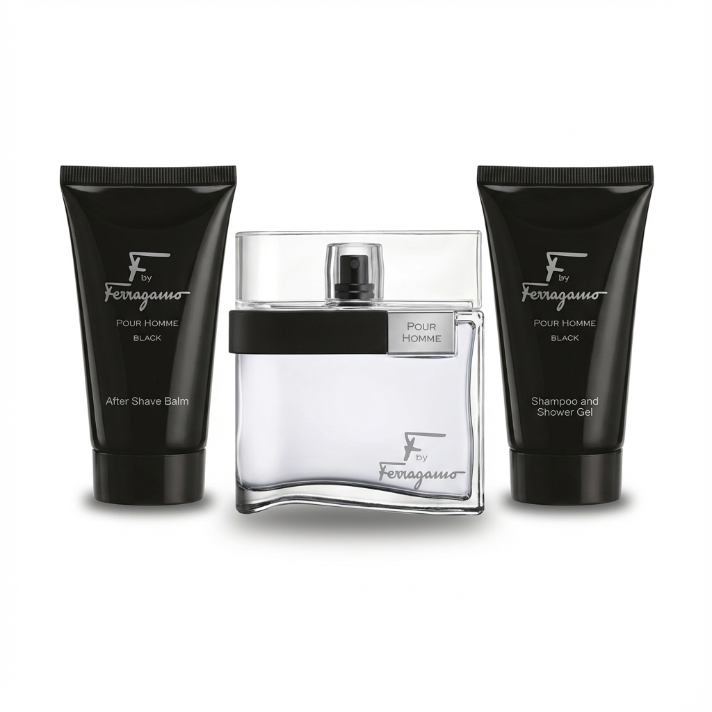 SALVATORE FERRAGAMO_SET POUR HOMME BLACK 3 PCS 3.4 EDT M