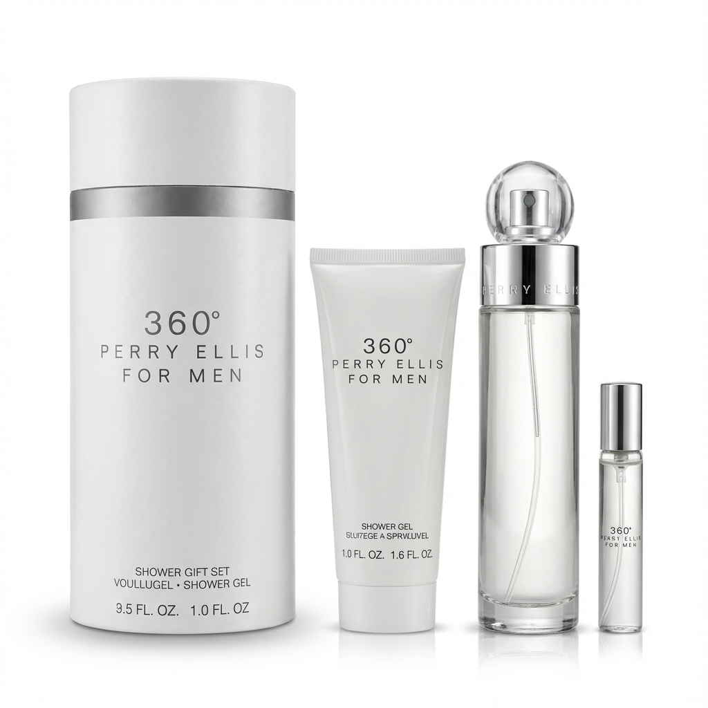 PERRY ELLIS_SET 360 WHITE 3PCS 3.4 EDT + 90 ML SHOWER GEL +TRAVEL 7.5 ML M