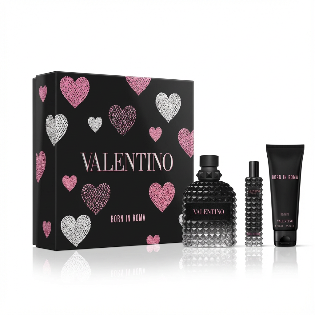 VALENTINO_VALENTINO UOMO SET BORN IN ROMA 3 PCS 3.4 EDT + 15ML TRAVEL + SHOWER GEL M