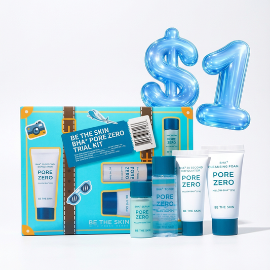 BE THE SKIN_BHA+PORE ZERO TRIAL KIT BHA FOAM 30G + BHA EXFOLIATOP 20G+BHA TONER 30ML+BHA SERUM15ML