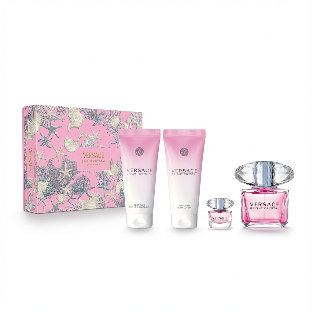 VERSACE_SET BRIGHT CRYSTAL 4 PCS 90 ML EAU + 5 ML TRAVEL + 100 ML BODY LOTION + 100 ML SHOWER L